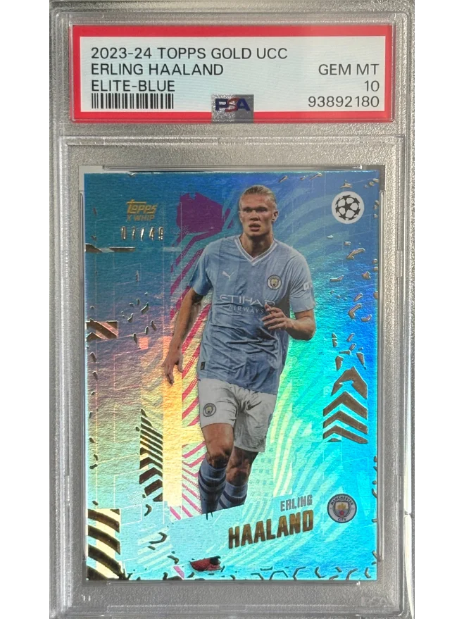 Erling Haaland 2023-24 Topps Gold UCC Elite-Blue /49 PSA 10 product image (2)