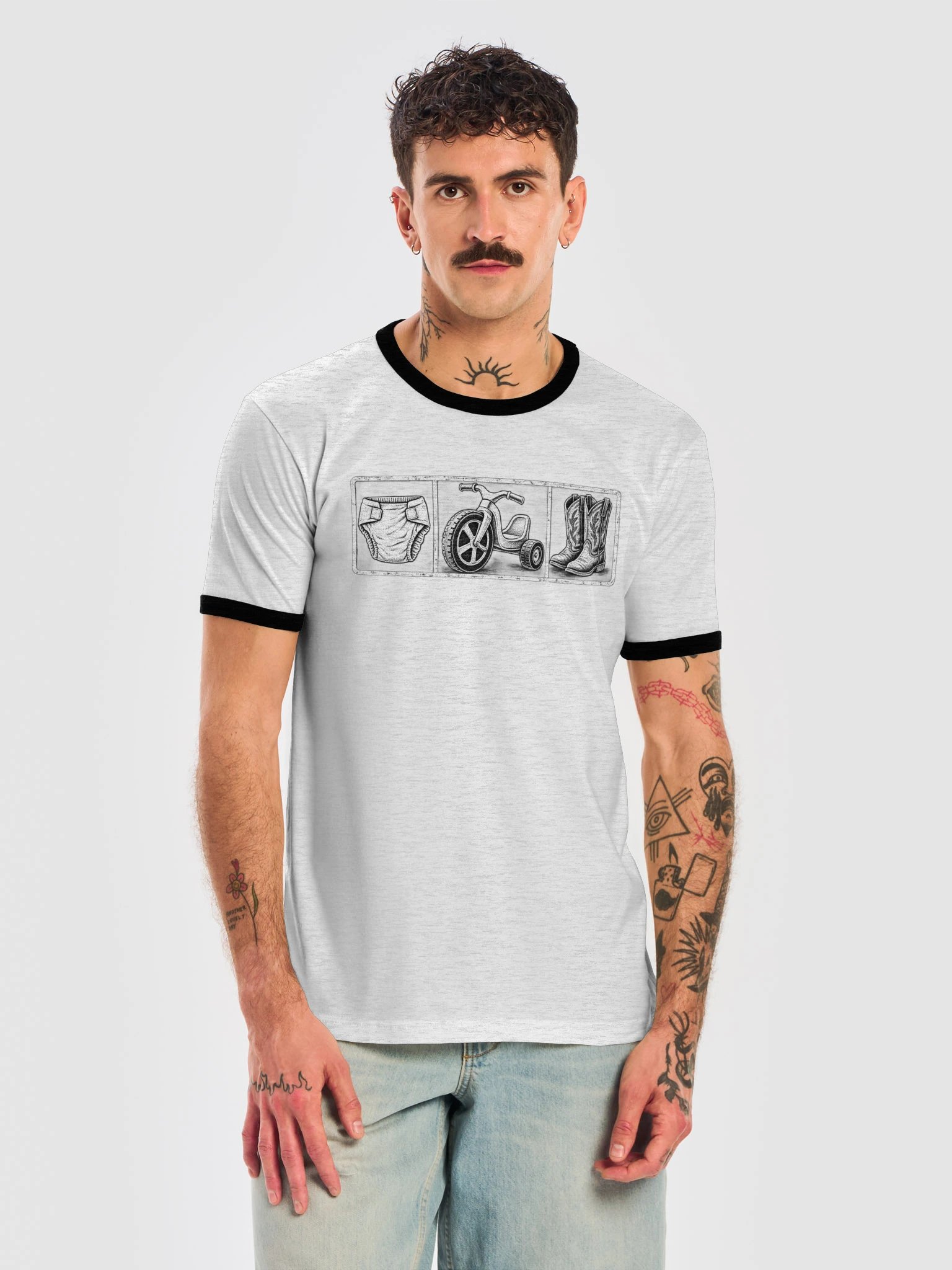 Diaper • Big Wheel • Cowboy Boots – Orson Inspired Ringer Style T-Shirt product image (5)