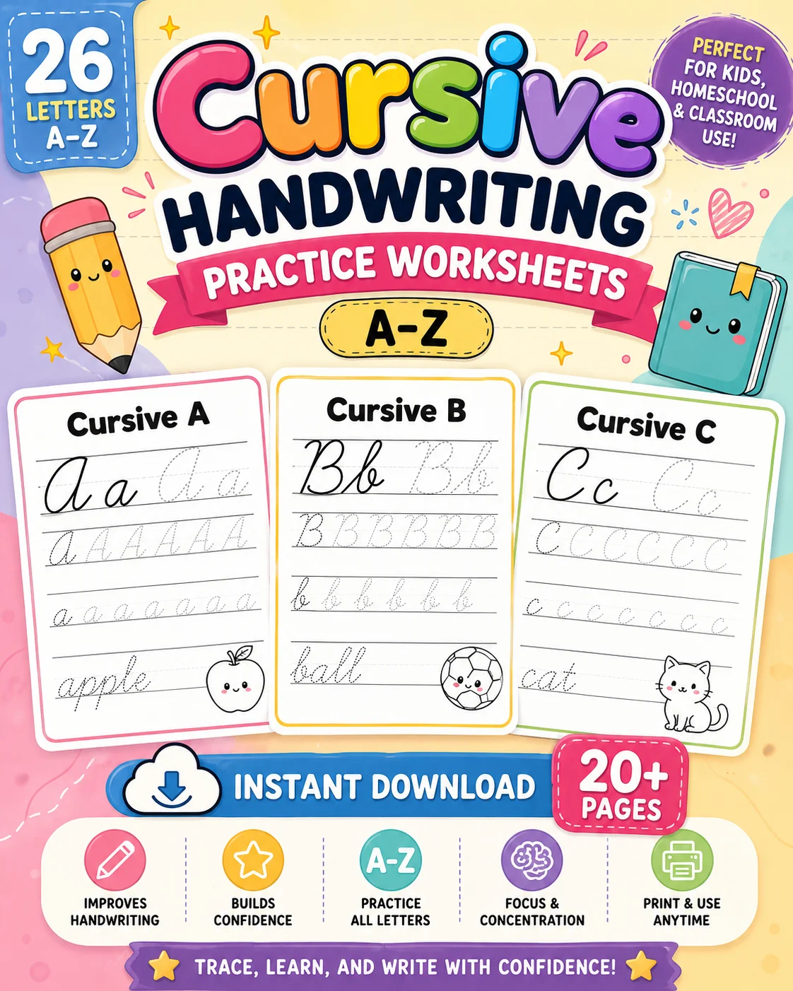 Cursive Handwriting Worksheets A-Z product image (1)