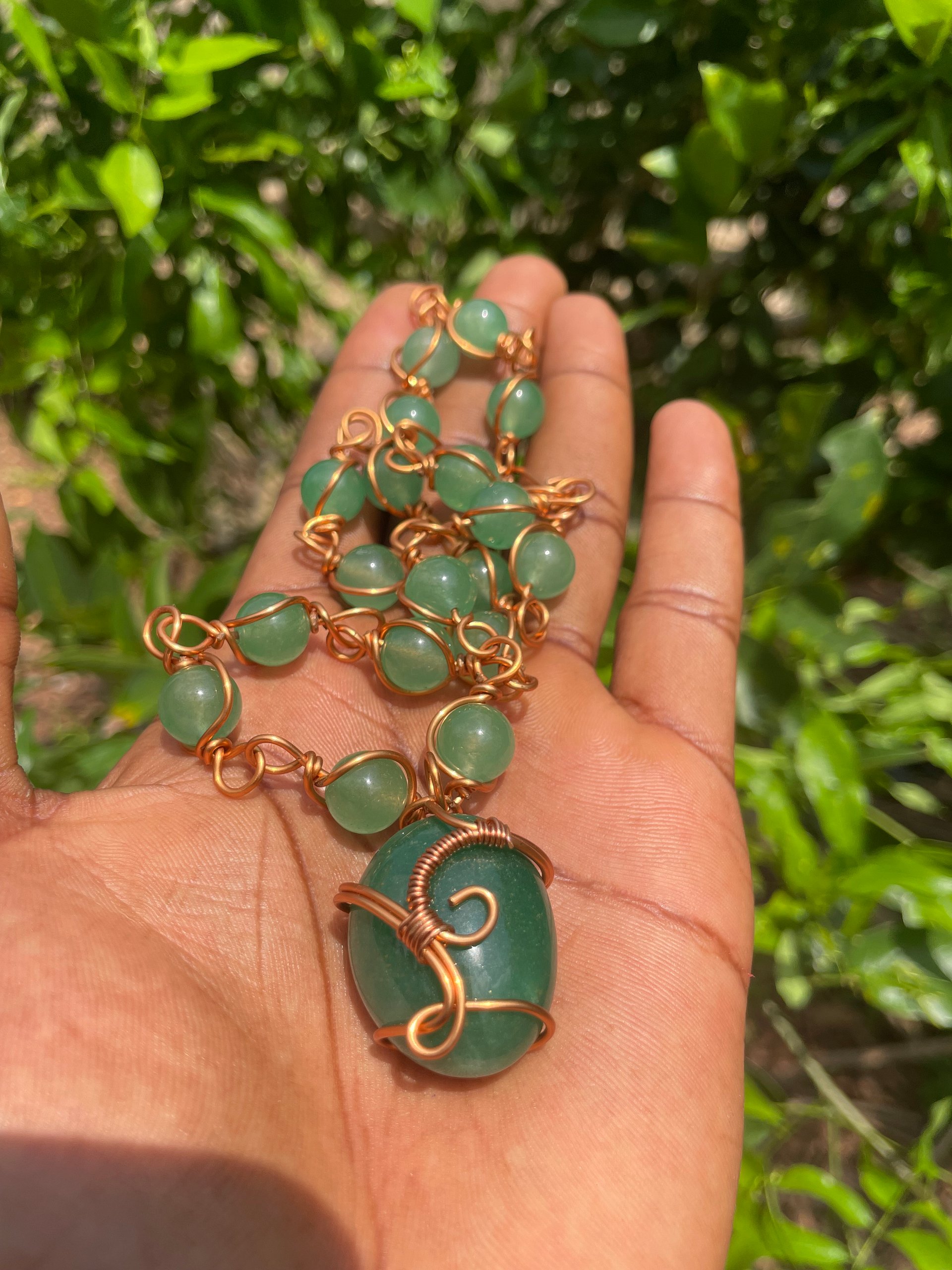 Green Aventurine wire wrapped necklace product image (2)