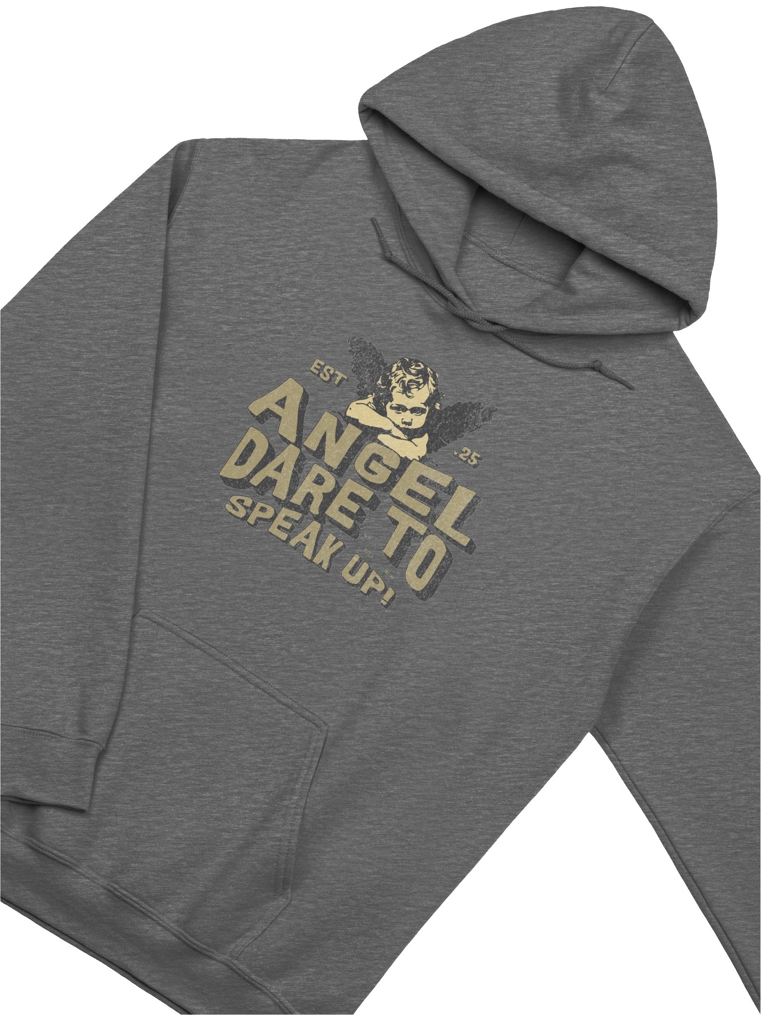 ANGEL Dare to Speak Up Vintage Collection Unisex Gildan Hoodie_EQALL® Billog Campaign_Khaki / Black product image (3)