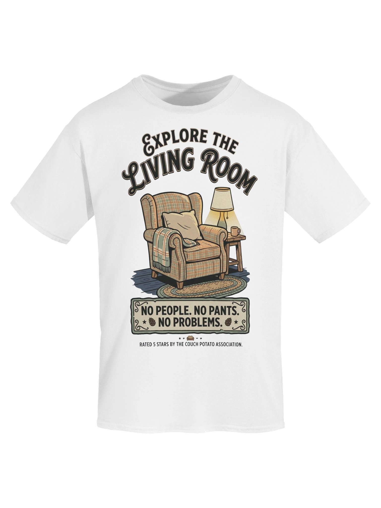 Funny Homebody "Explore The Living Room" Couch Potato T-Shirt product image (5)