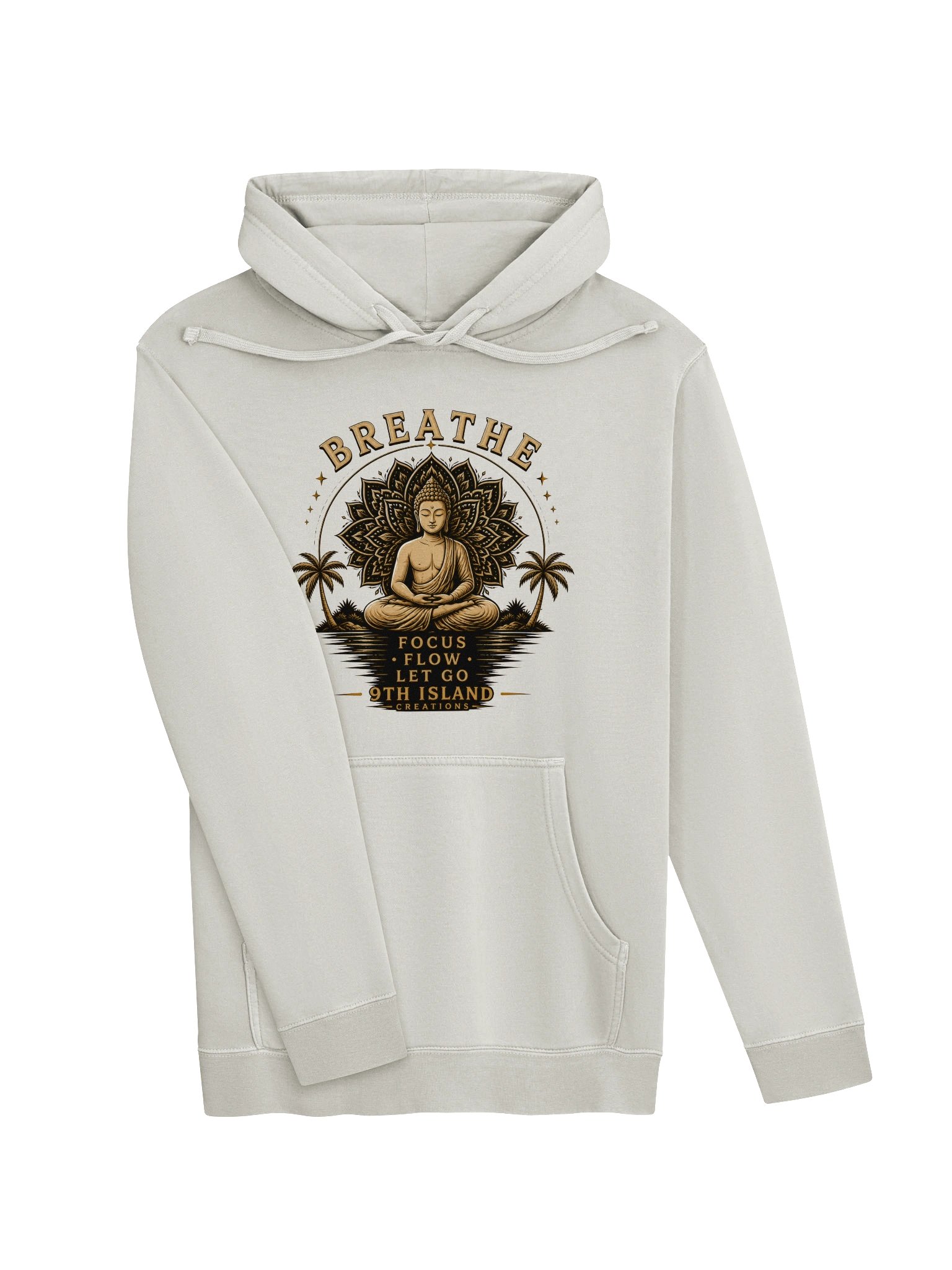 BREATHE — Gold Buddha Mandala Pigment-Dyed Hoodie product image (47)