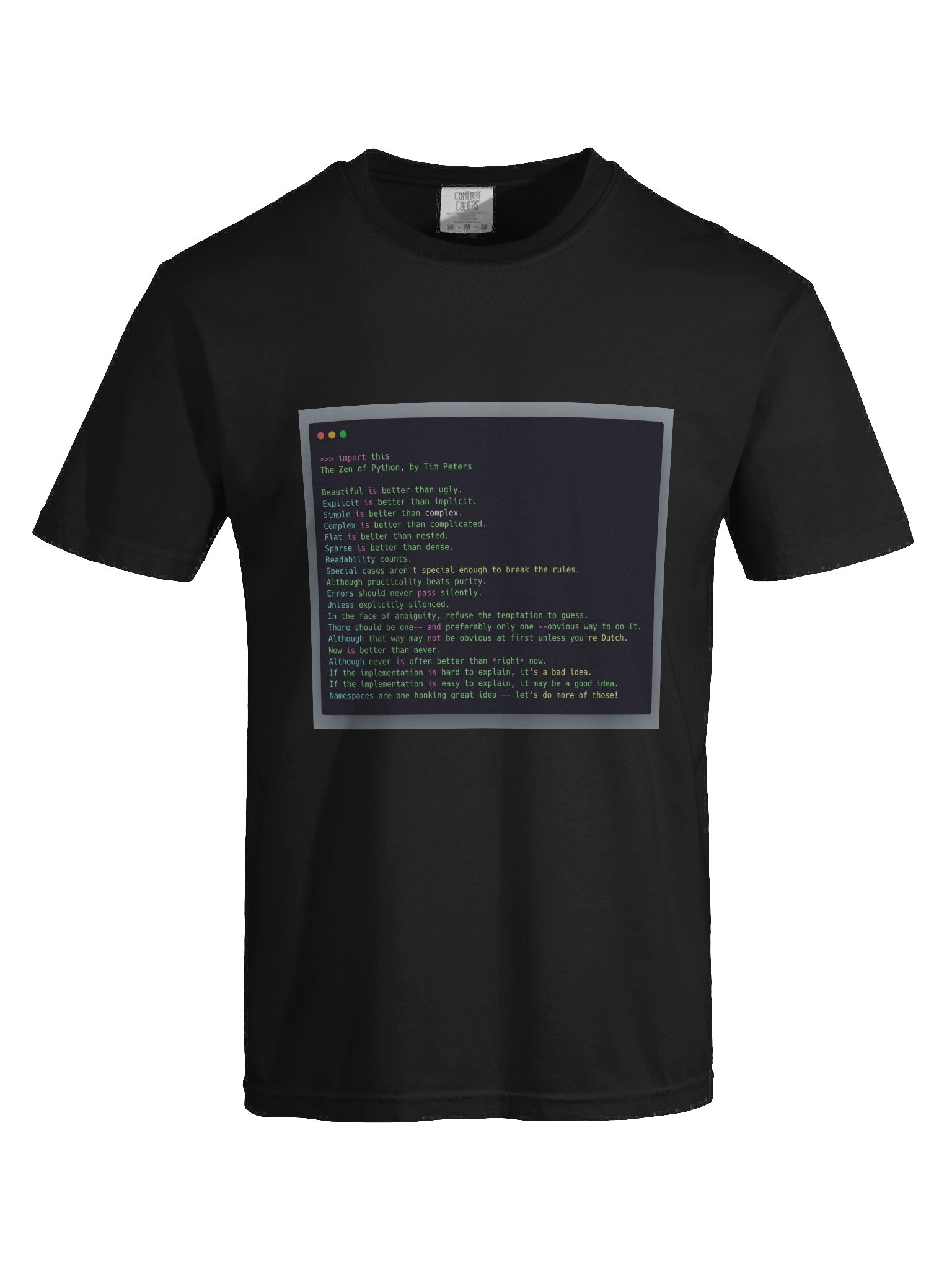 Pythonic Code - Zen Guiding Principles T-Shirt product image (7)
