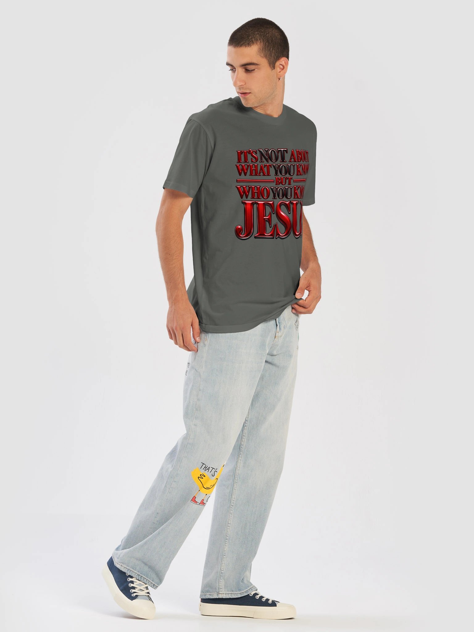 Who You Know: JESUS Red & Black Premium T-Shirt product image (5)