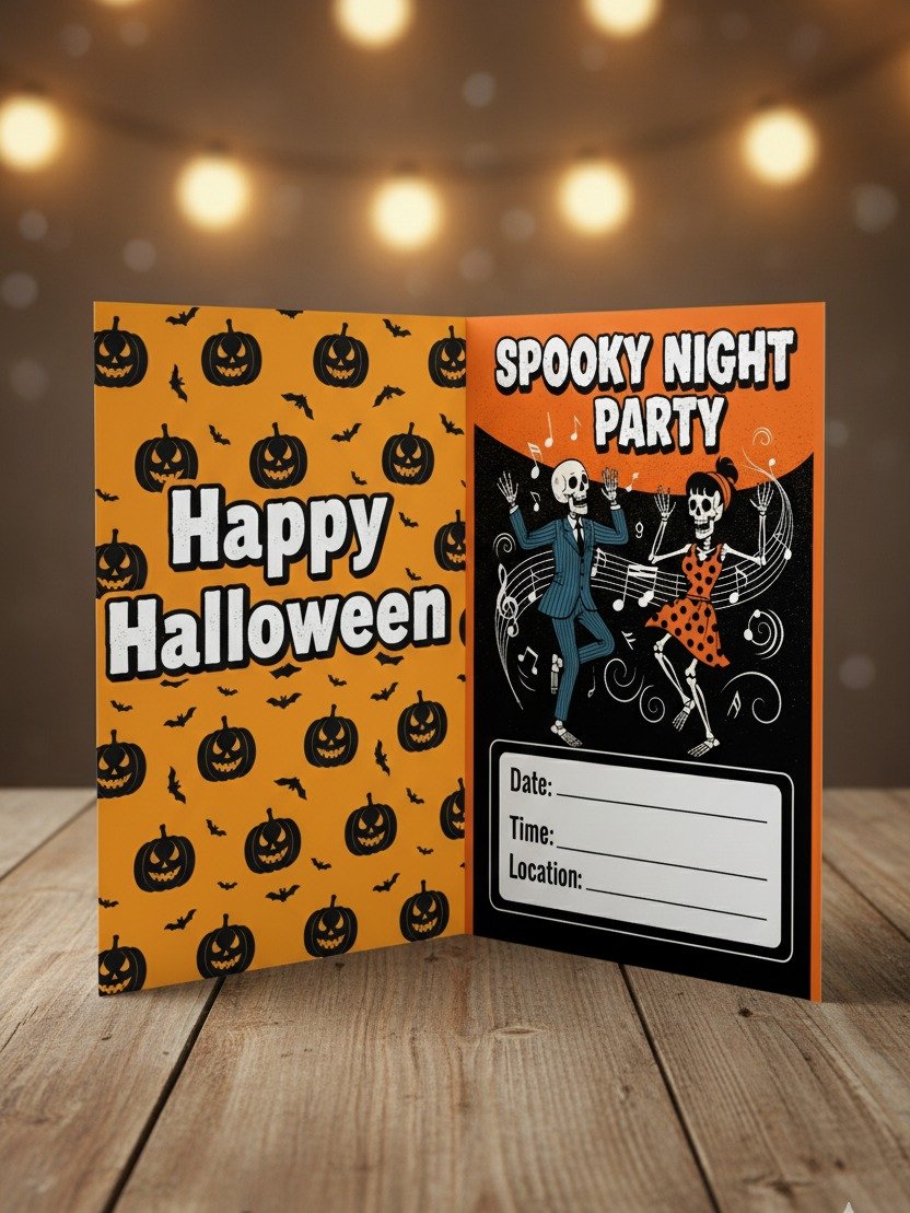 Spooky Night Party Invitation, Halloween Party Invite, Halloween Invitation Card, Printable Halloween Invite, Spooky Skeleton Dance product image (4)