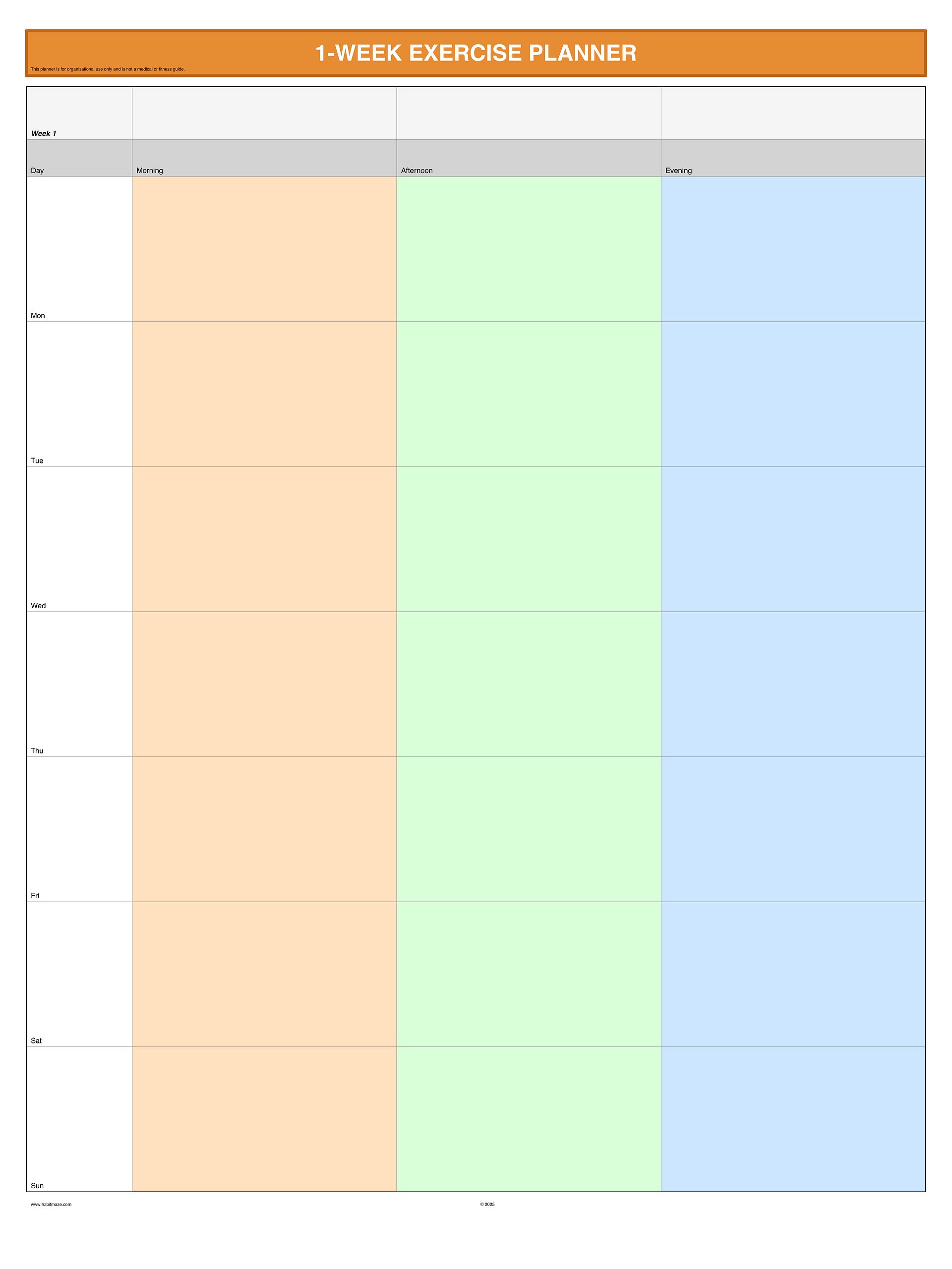 1 Week Exercise Planner product image (1)