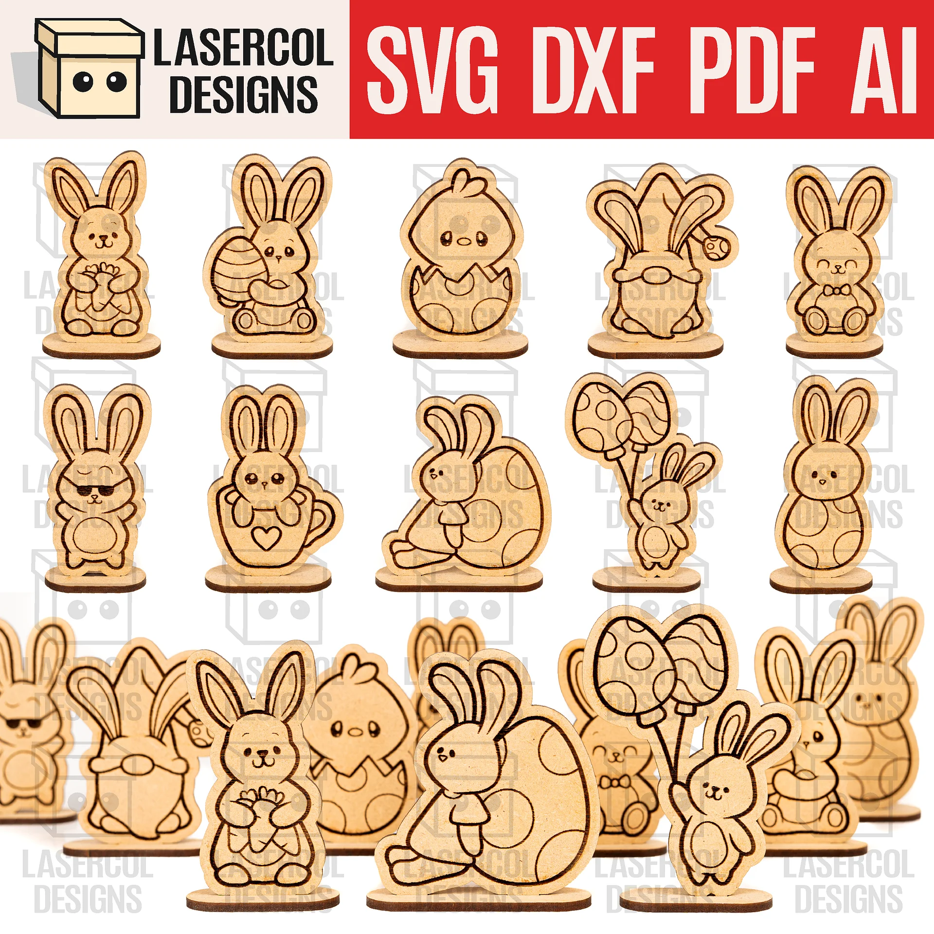 Easter Cutouts With Base Set 5 - Laser Cut Files product image (1)