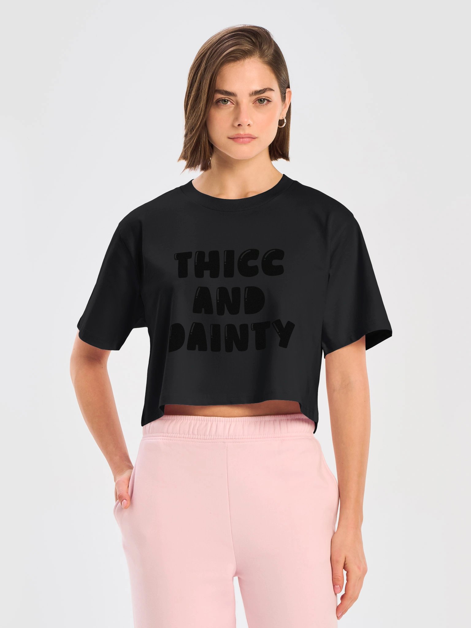 Thicc & Dainty Cropped Tee (black) product image (24)