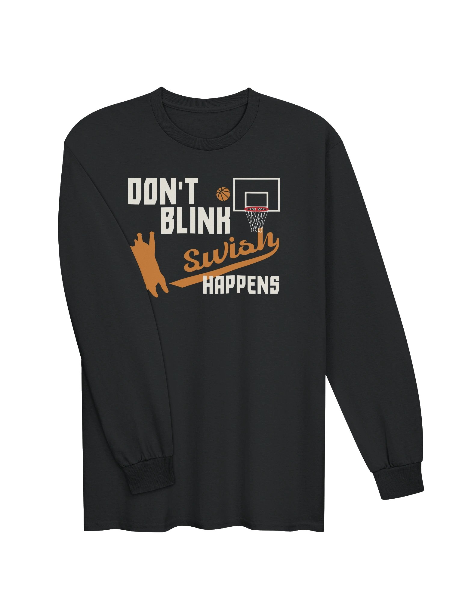 Basketball Cat (DON'T BLINK, Swish HAPPENS) - Unisex Adult Long Sleeve T-shirt product image (2)