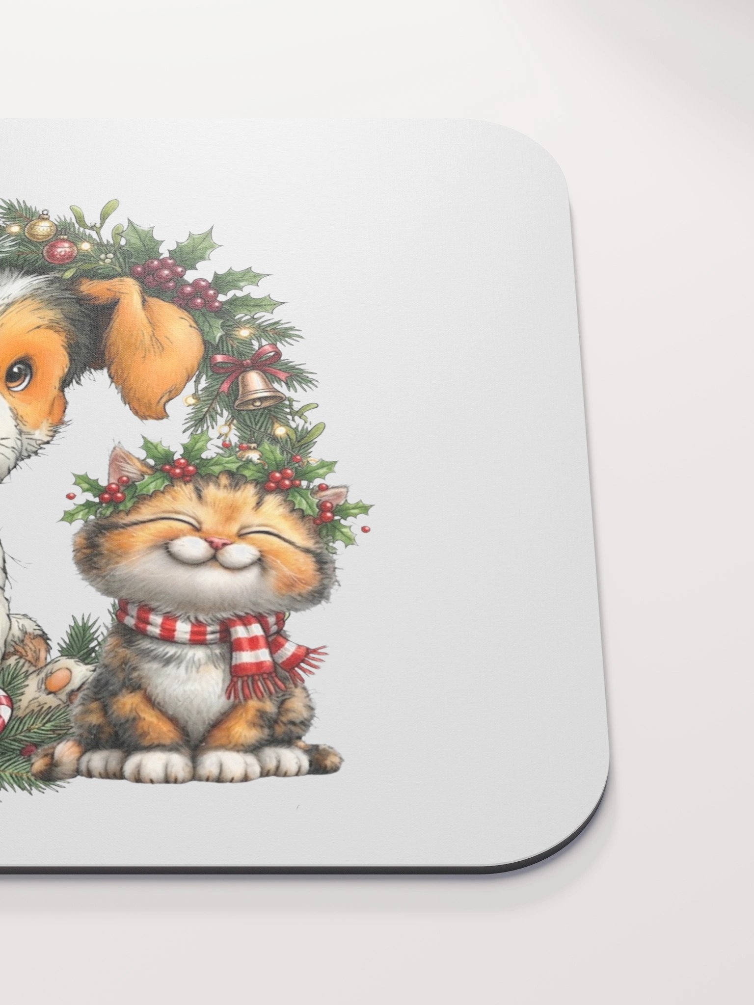 Christmas Dog & Cat Wreath Mouse Pad product image (5)