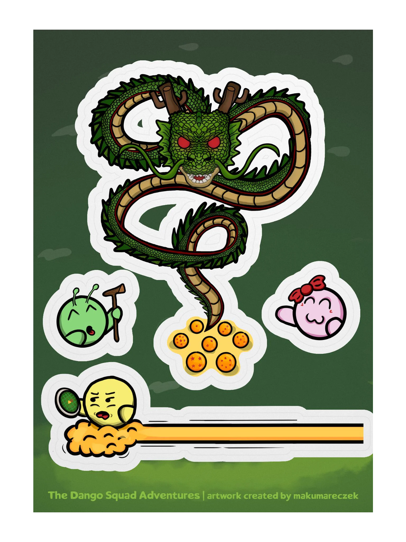 Dango Dragon Year Set - Kiss Cut Sticker Sheet product image (1)