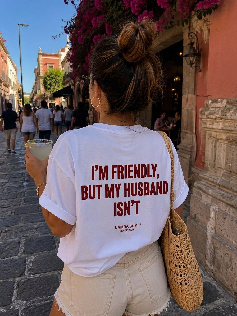 I'm Friendly But My Husband Isn't Funny Women's T-Shirt product image (2)