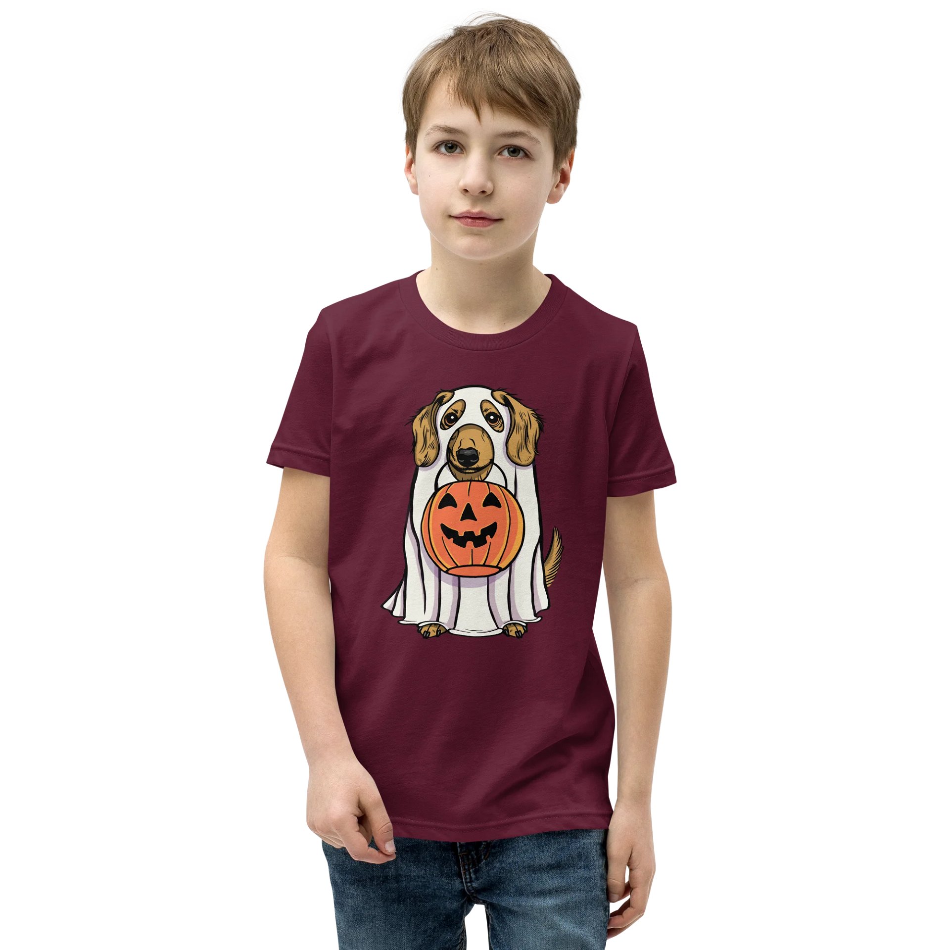 Halloween Longhaired Dachshund(Fawn) Youth T-Shirt product image (1)