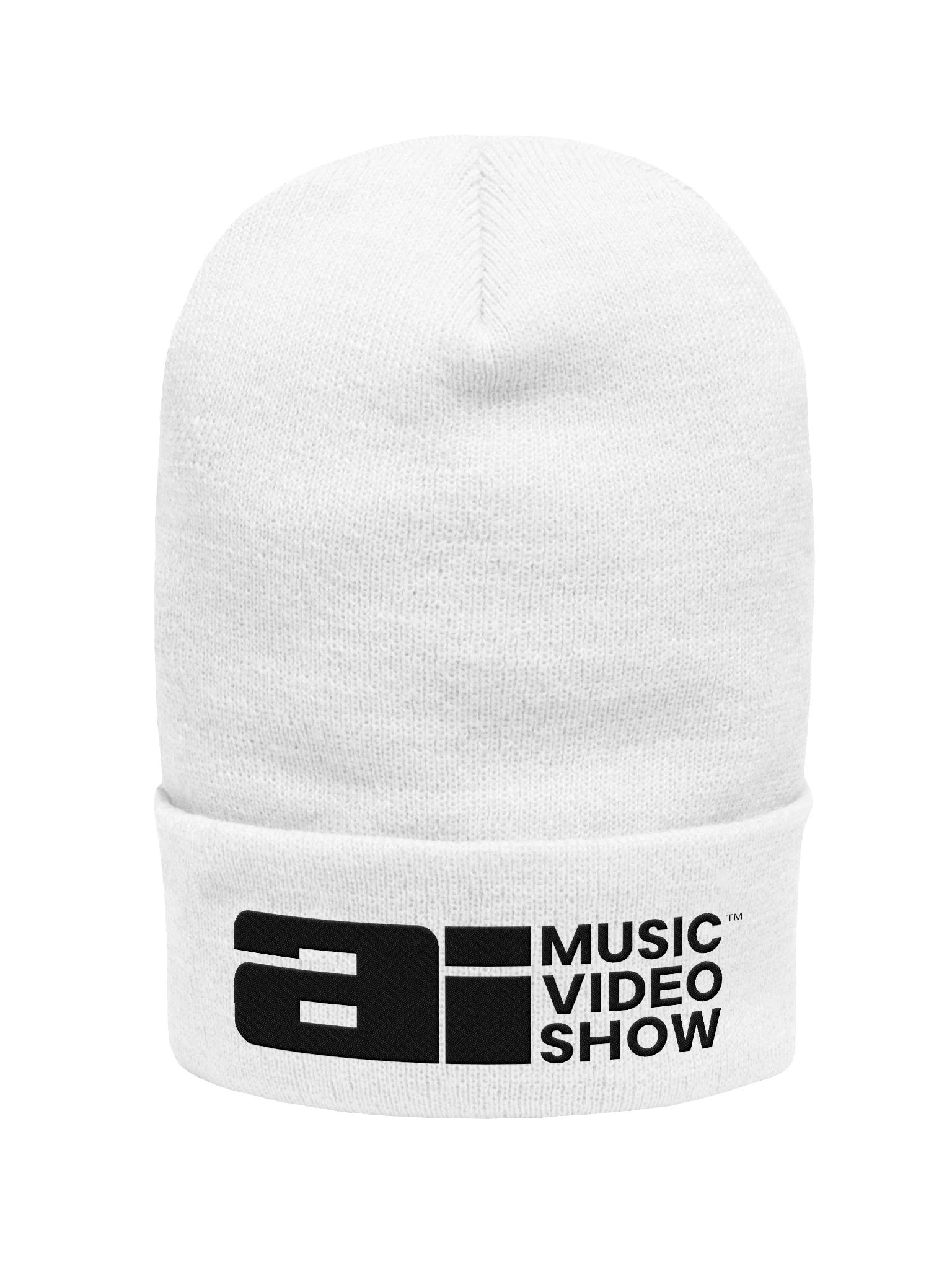 The AI Music Video Show Cuffed White Beanie