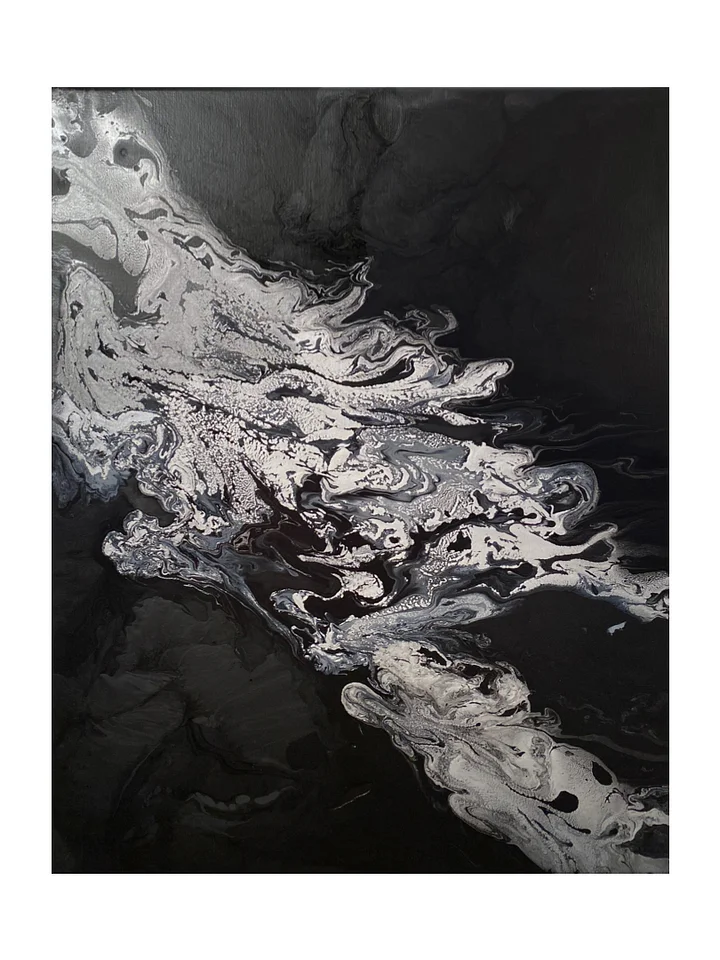 Black & Silver Abstract Acrylic Pour Painting on 16x20 Inch Canvas product image (1)