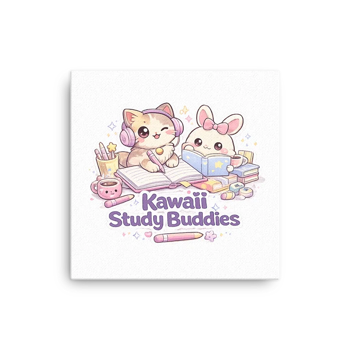 Kawaii Study Buddies Canvas Print 🐾📚💖 product image (2)