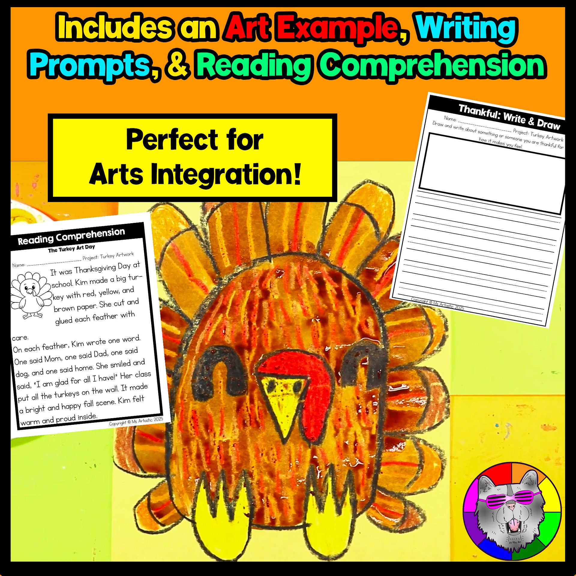 Thanksgiving Art Project Turkey Art Lesson Thanksgiving Art Activity K to 3 product image (4)