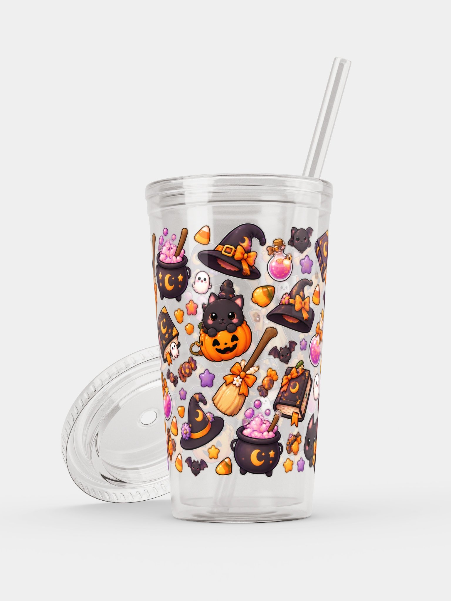 Cute Witch Vibes Clear Dual Wall Tumbler 16 Oz (473 ml) product image (7)