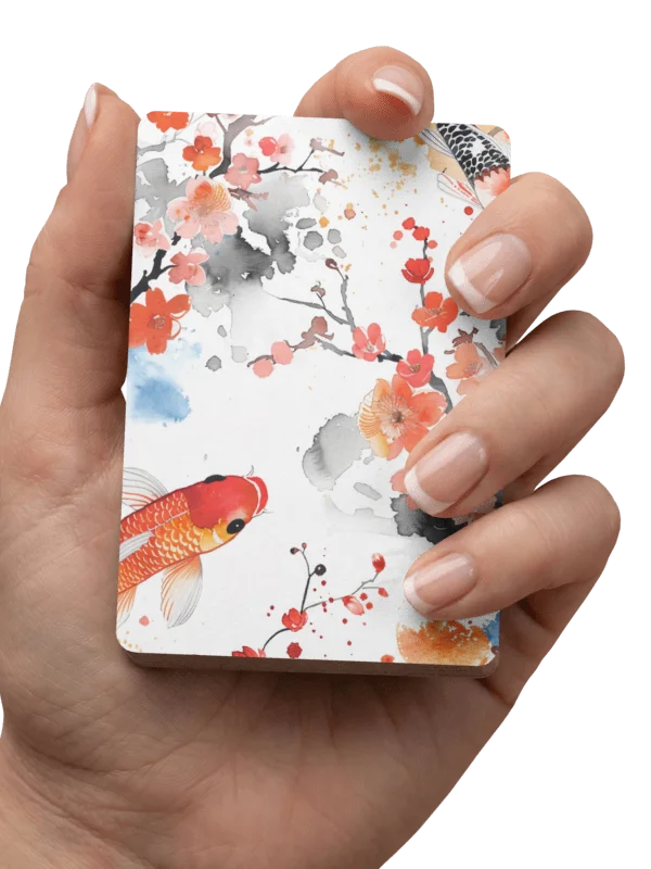 Japanese Koi Fish Playing Cards | Watercolor Sumi-e Floral Cherry Blossom Deck product image (3)