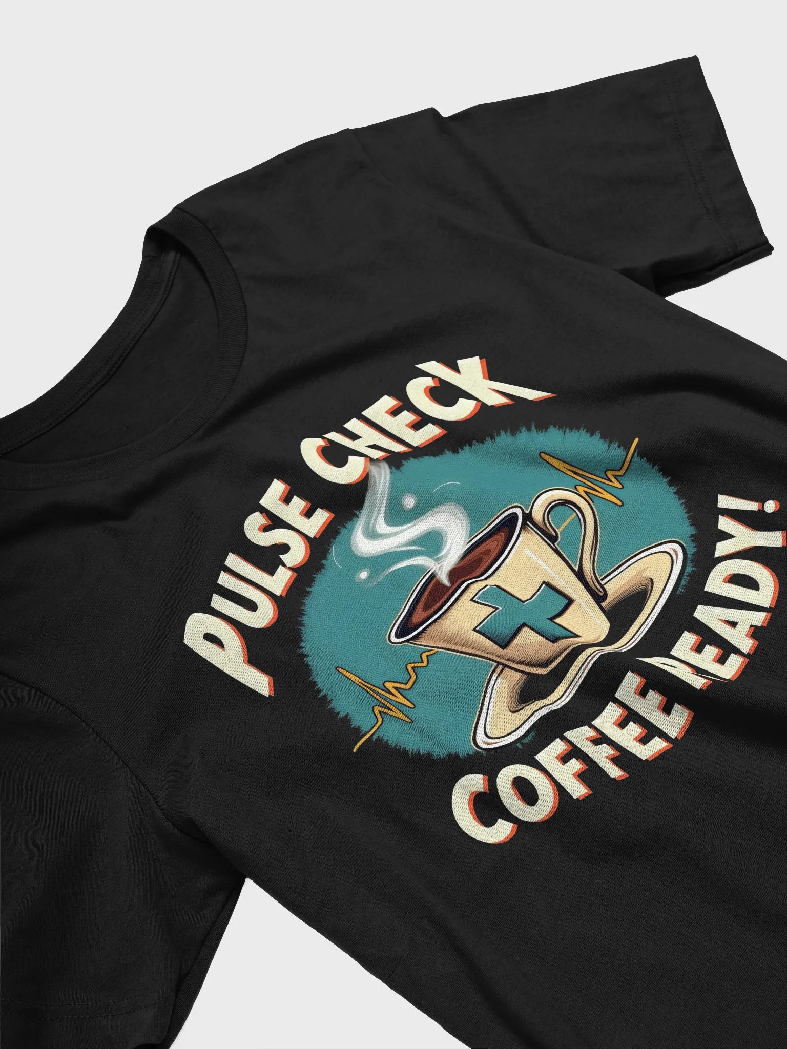 Pulse Check Coffee Ready! Cartoon T-Shirt product image (33)