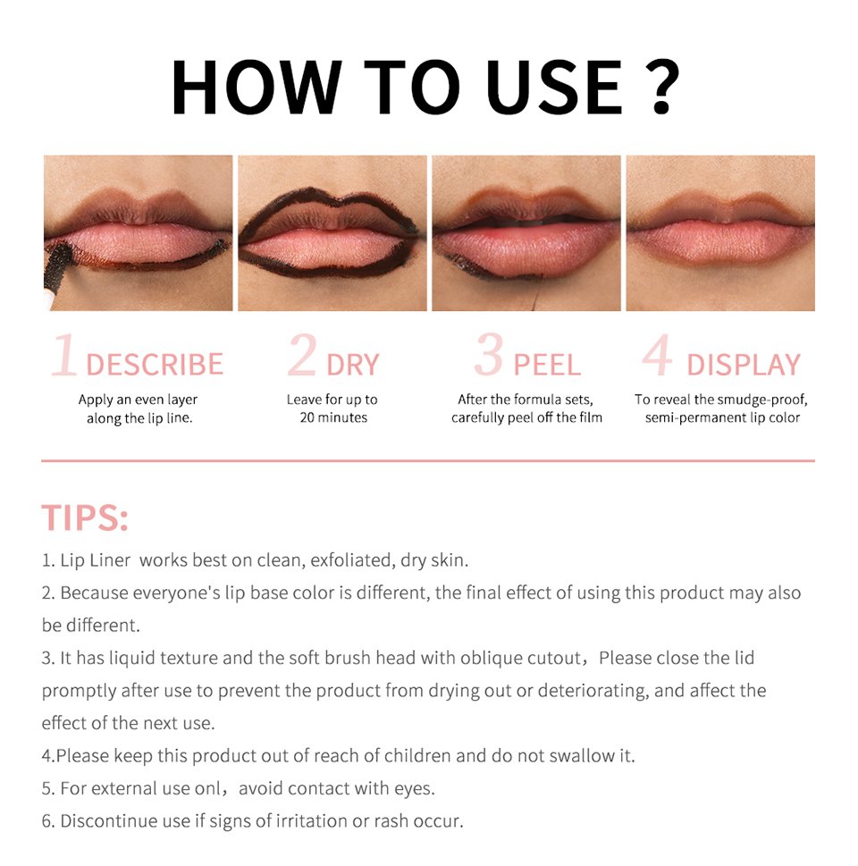 4-Piece Peel-Off Lip Liner Tattoo Set – Long-Lasting Lip Stain product image (4)