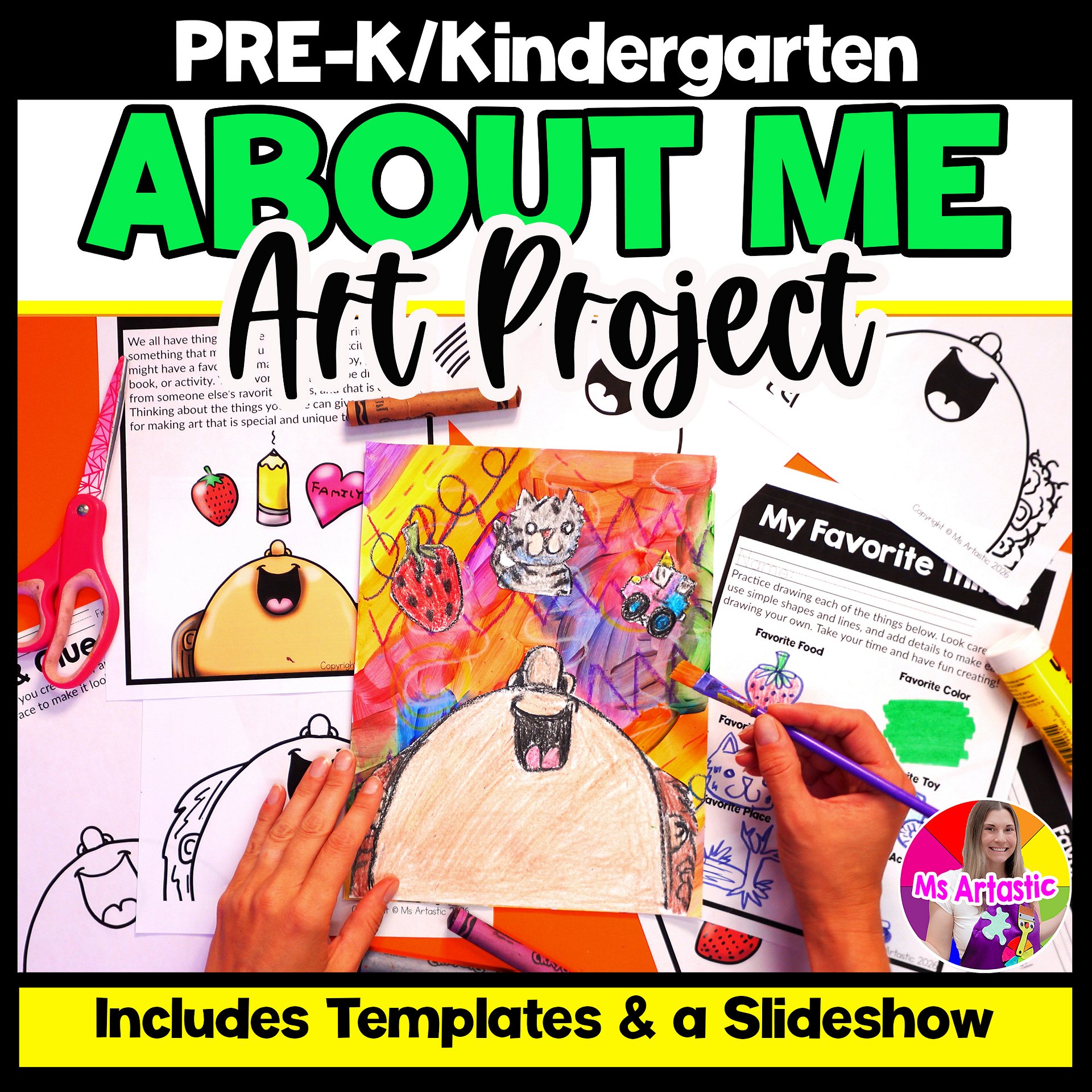 About Me Art Lesson Pre K Favorite Things Art Project Preschool Kindergarten Art product image (1)