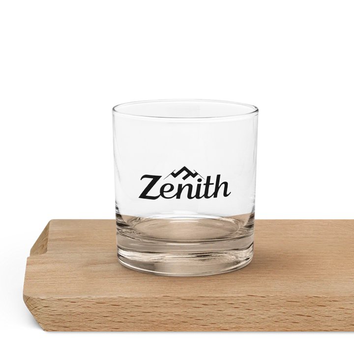 Zenith Clear Rocks Glass - Elegant Branded Design with Mountain Peak Logo product image (1)