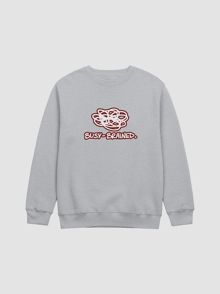 BUSY-BRAINED (lined design, #6D1616) printed crewneck product image (9)
