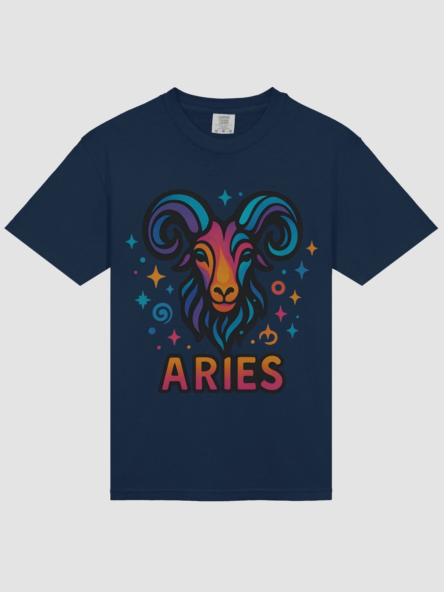 Aries Zodiac Sign T-Shirt – Bold & Fiery Psychedelic Horoscope Design 1 product image (3)