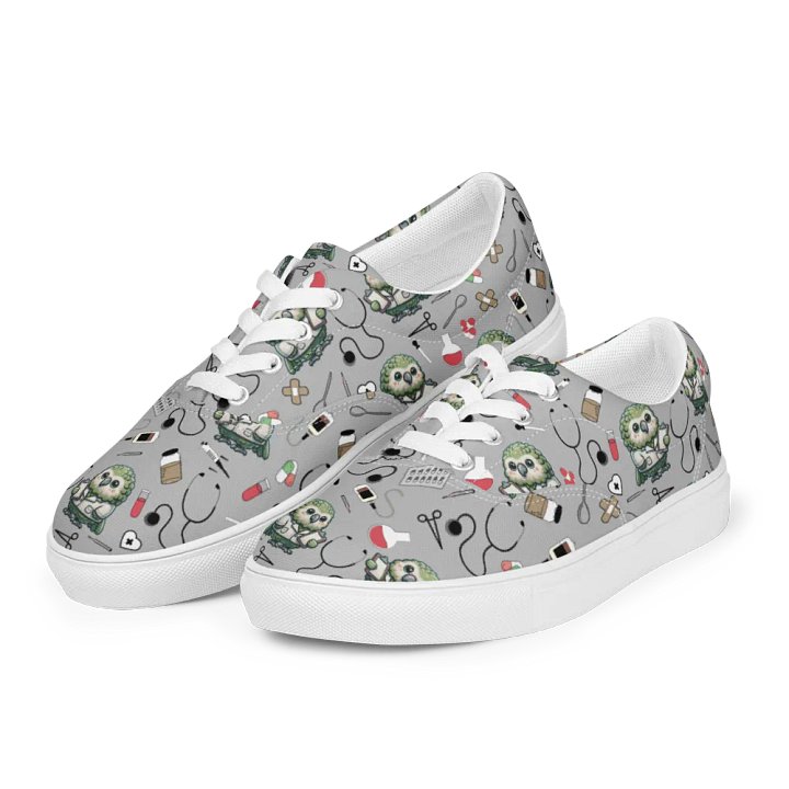 Cute Medical Kakapo Lace-up Canvas Shoes (Grey) product image (1)