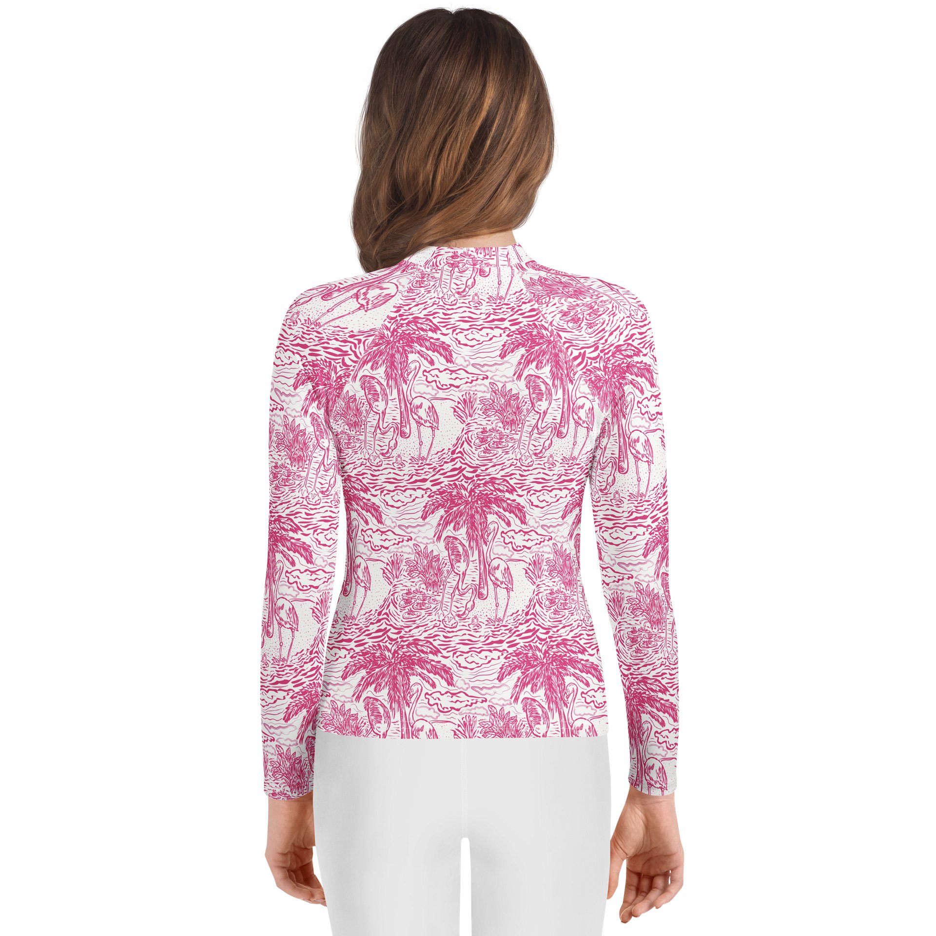 Pink Tropical Flamingo Youth Rash Guard product image (2)