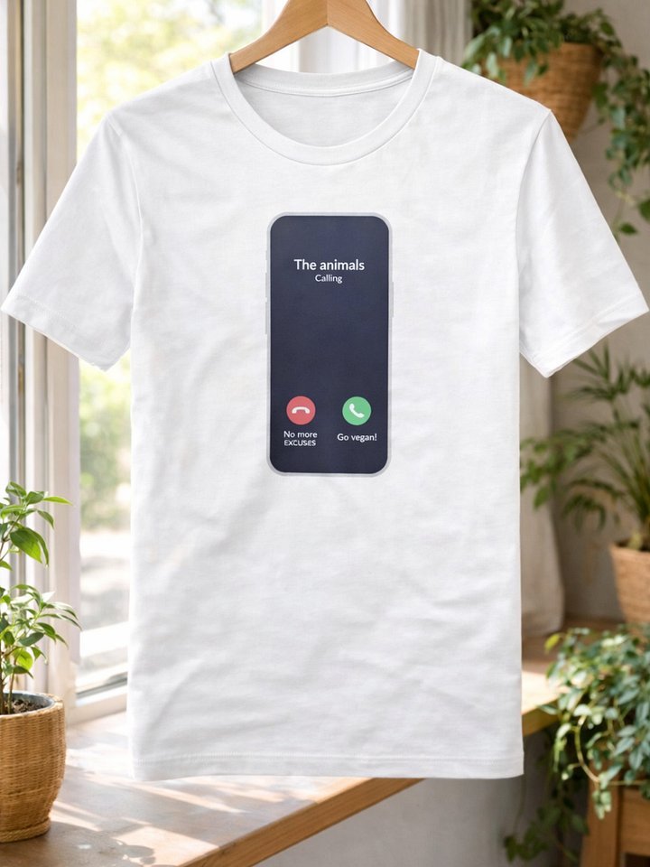 “The Animals Calling - Go Vegan” Unisex White T-Shirt product image (1)