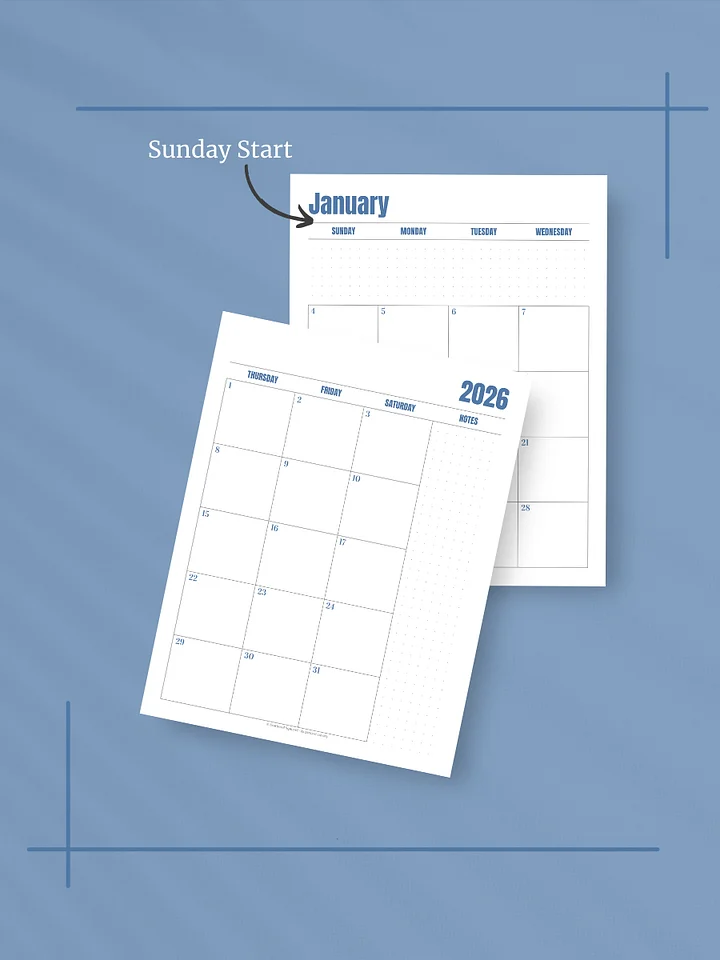 Jewel Tone Quarters 2026 Calendar - 2 Pages per Month, Sunday Start, Letter Size product image (2)
