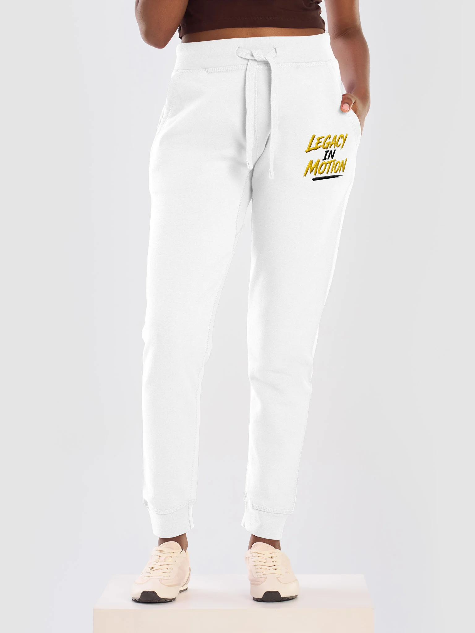 Stevie Stone Legacy In Motion White Embroidered Unisex Joggers product image (3)