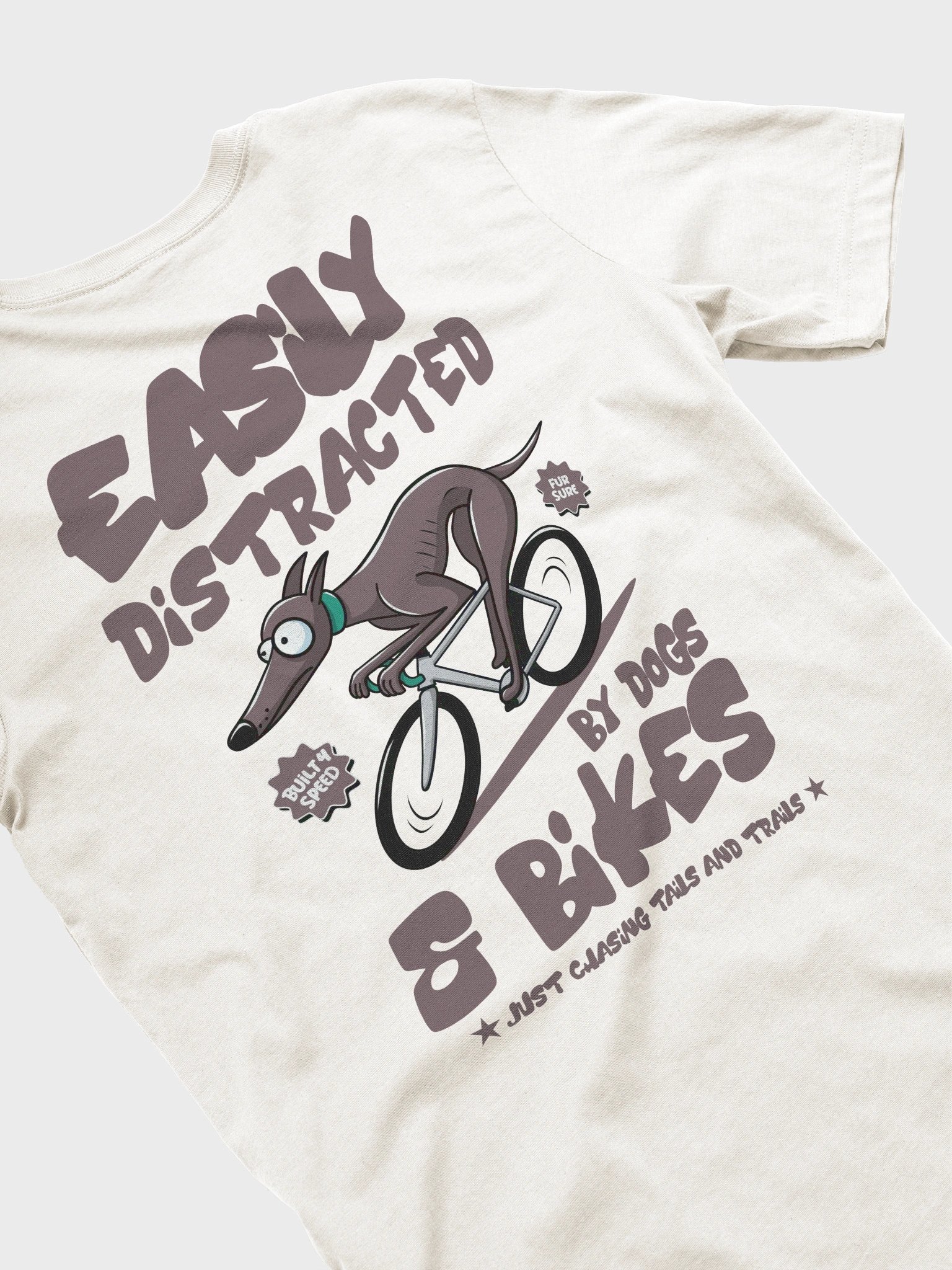 Easily Distracted by Dogs & Bikes Funny Cycling T-Shirt – Greyhound Dog Rider Tee for Bike Lovers - Plain product image (4)