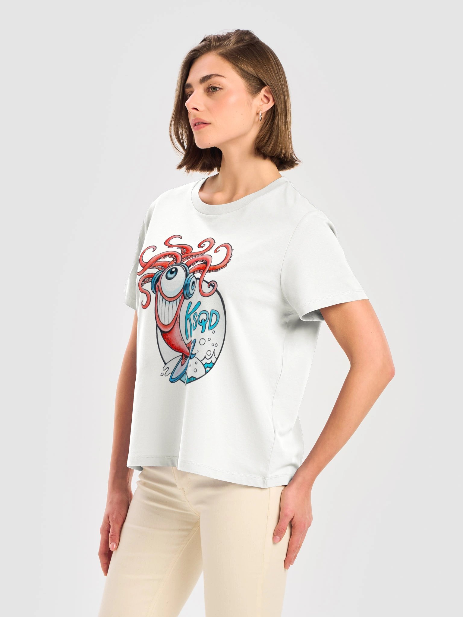 KSQD 2026 Winning Design – Squid & Ocean Organic Ribbed Neck T-Shirt product image (1)