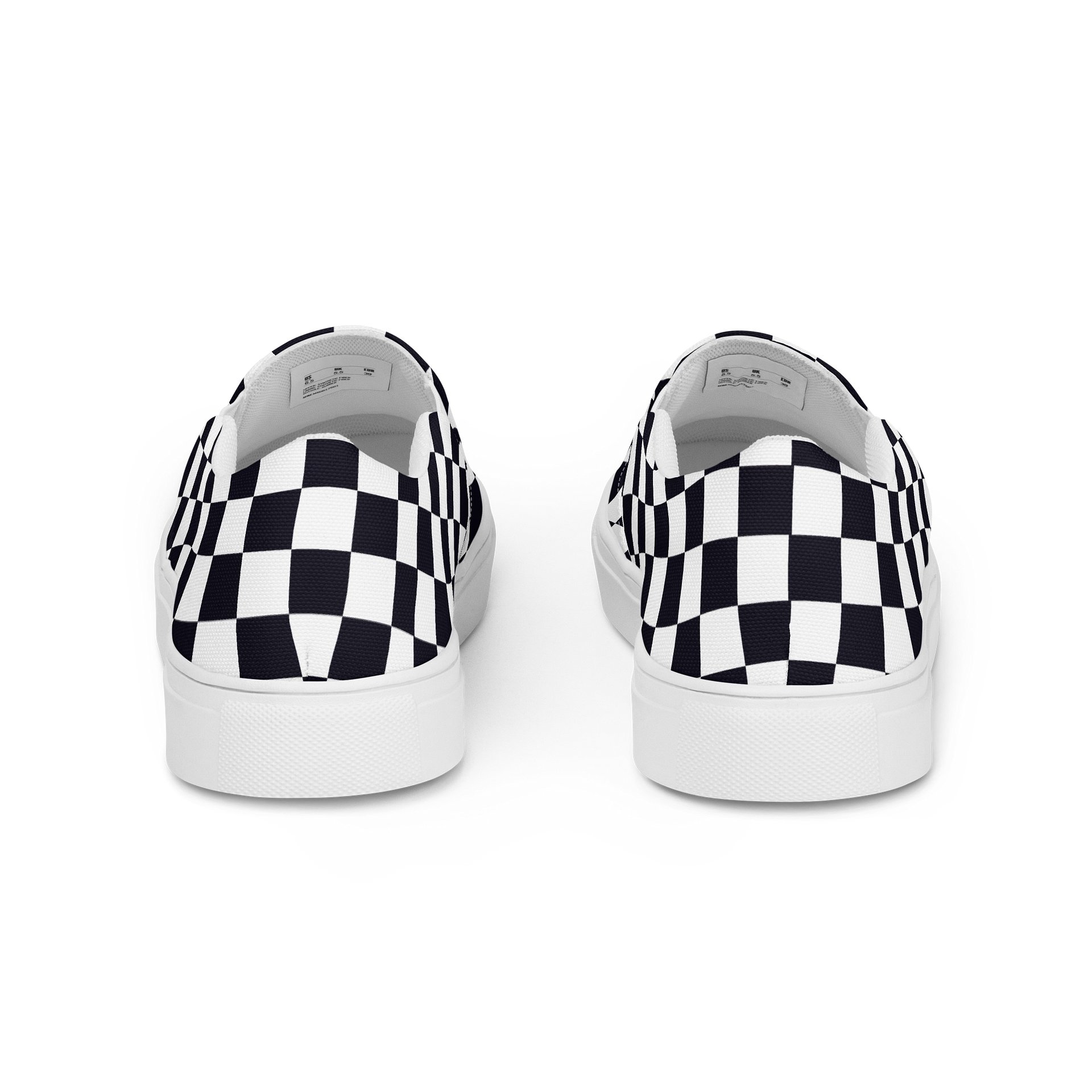 Black and White Chessboard Asymmetrical Women's Slip-On Canvas Shoes product image (4)
