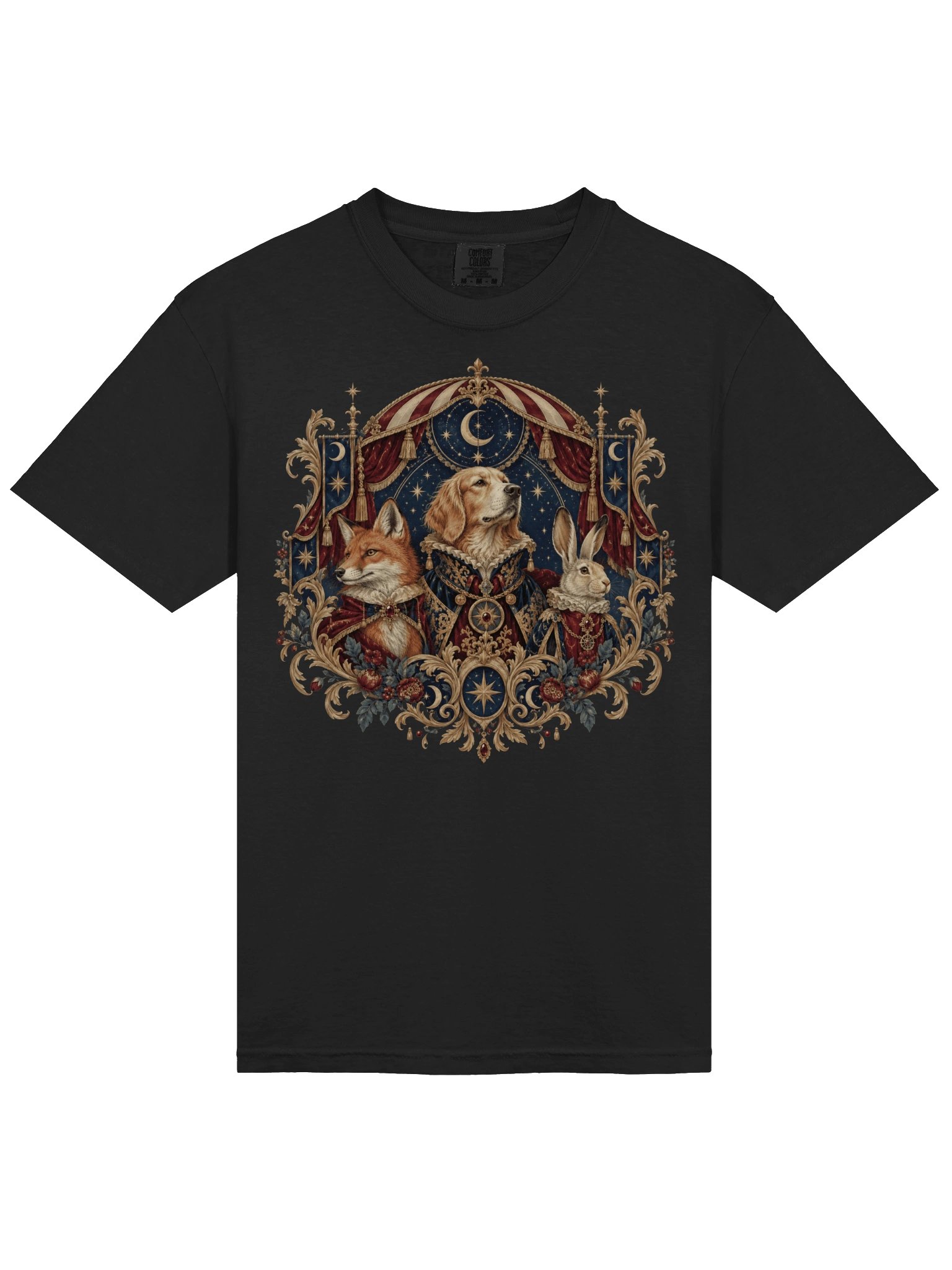 Vintage Woodland Animal Graphic T-Shirt – Dog, Fox & Rabbit Victorian Art Tee product image (10)