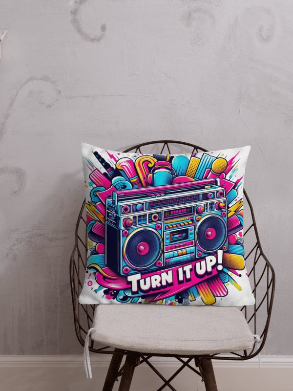 Retro Vibes Boombox Pillow | AI Design classic vintage Turn it Up product image (1)