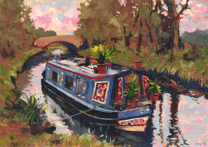 250808 Canal Boat. Original Oils Study product image (1)