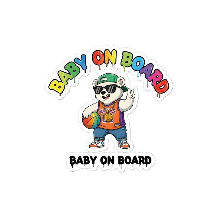 Funny Polar Bear Basketball Baby on Board Sticker - 5x5 Weatherproof Vinyl Car Decal - Premium Polar Bear Basketball Star Gift product image (1)