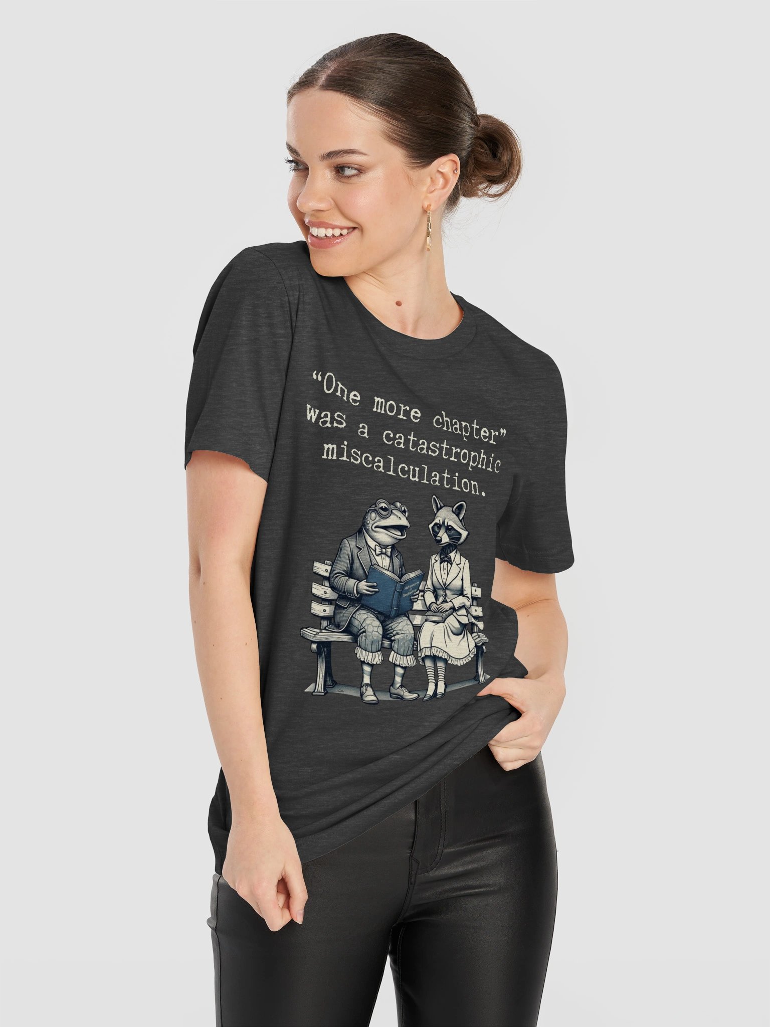 One More Chapter Shirt, Funny Book Lover Tee with Toad and Raccoon product image (12)