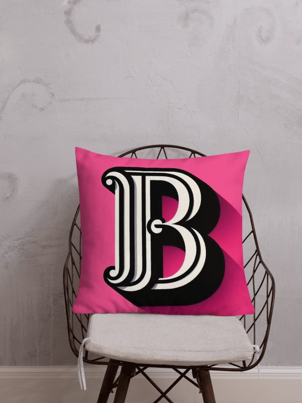Bold 3D Letter 'B' Decorative Pillow | | AI Design initial B product image (1)