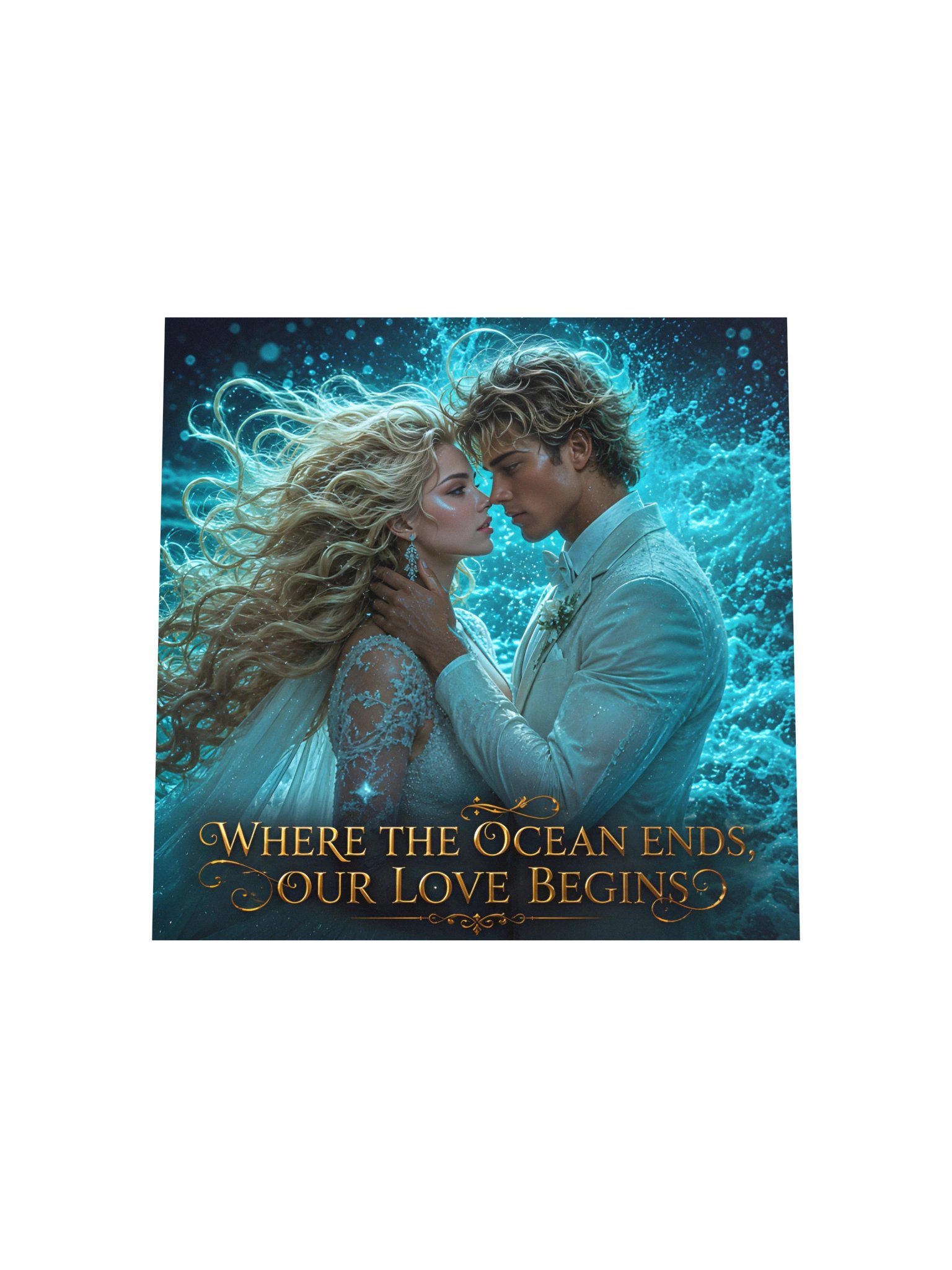 Where the Ocean Ends Our Love Begins Romantic Ocean Couple Wedding Fantasy Art Gift product image (6)