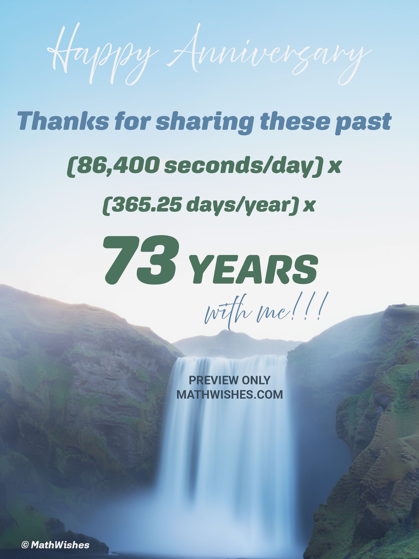73rd Anniversary Card - Waterfall product image (1)