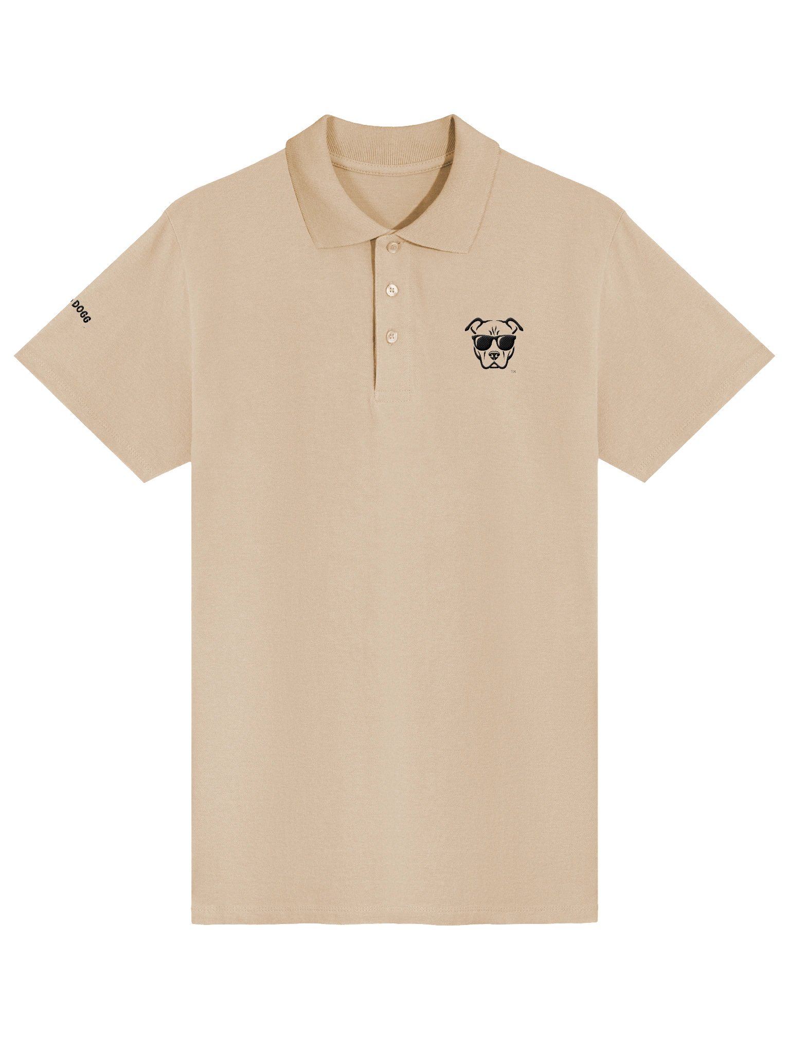 Embroidered Polo Shirt - Pocket and Sleeve - Black on Tan product image (1)