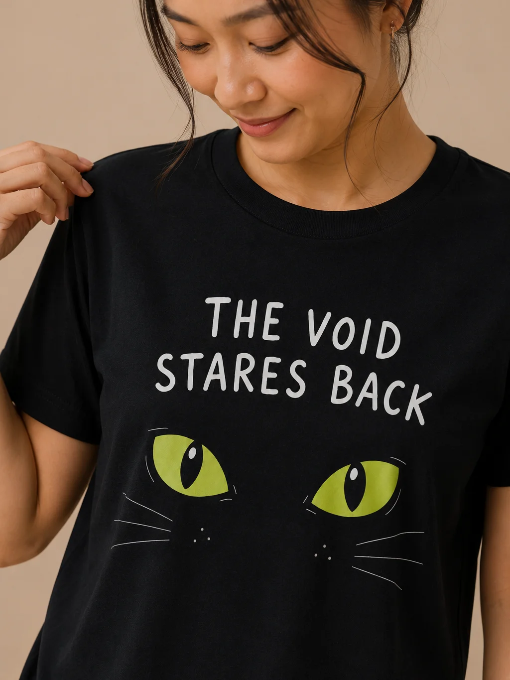 The Void Stares Back Cat T-Shirt | Funny Black Cat Shirt for Cat Lovers, Goth Pet Meme Tee product image (2)