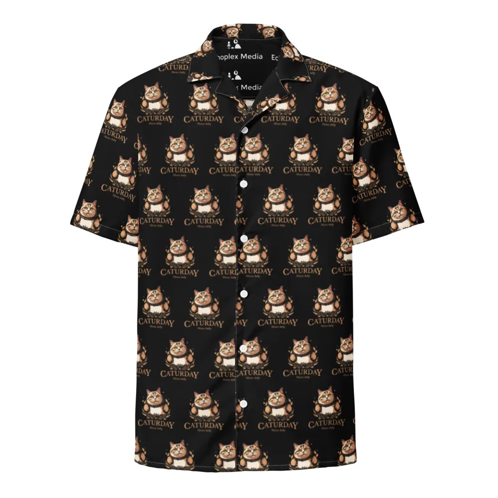 Caturday Hawaiian Style Shirt - Big Orange Kitty - Stable Diffusion product image (1)