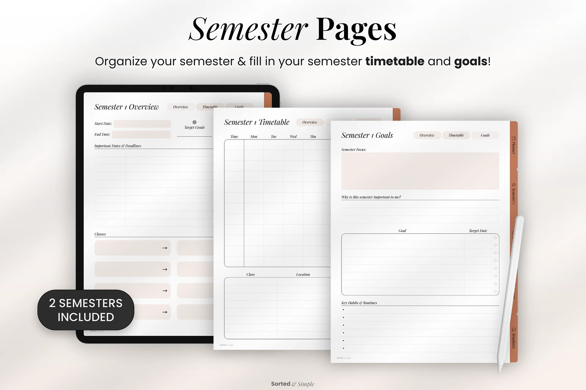 2026/2027 Mid-Year Student Digital Planner Portrait - Terracotta product image (4)